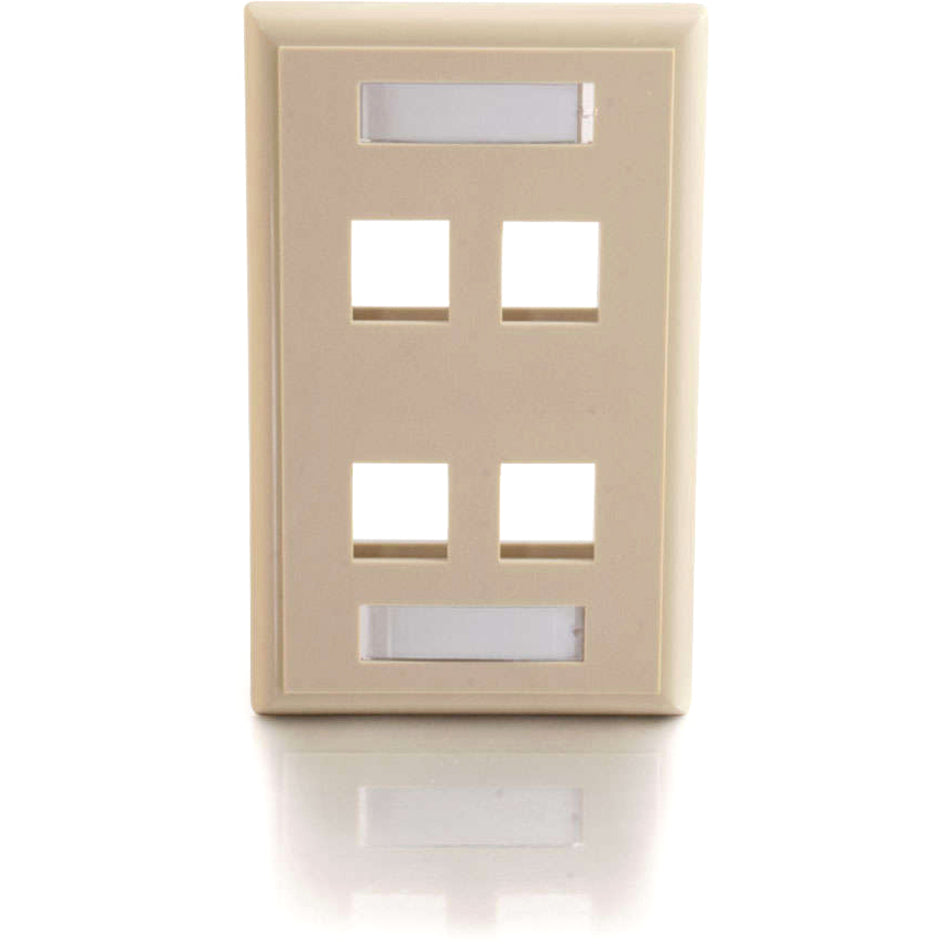 C2G 4-Port Single Gang Multimedia Keystone Wall Plate - Ivory