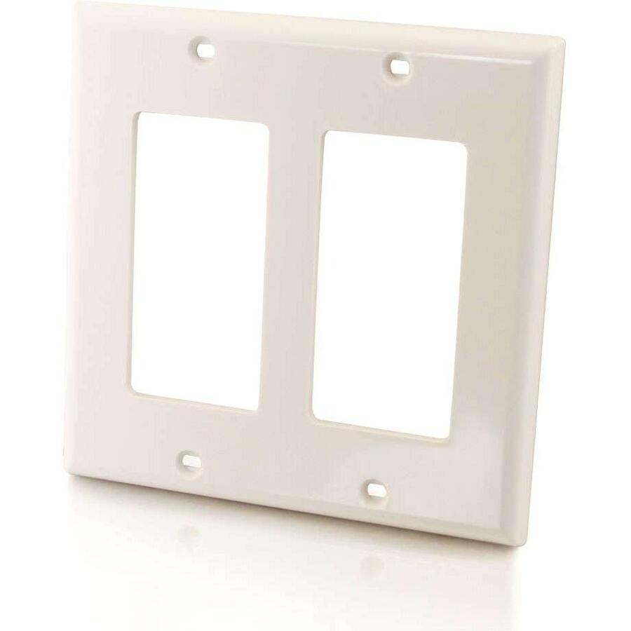 C2G Two Decorative Style Cutout Double Gang Wall Plate - White