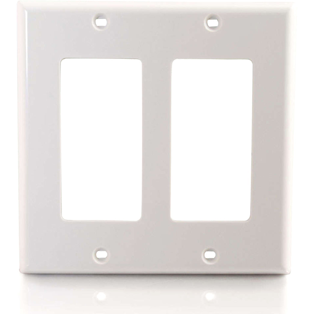 C2G Two Decorative Style Cutout Double Gang Wall Plate - White