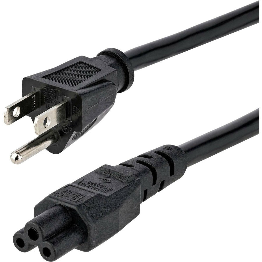 StarTech.com 6ft (1.8m) Laptop Power Cord NEMA 5-15P to C5 (Clover Leaf) 10A 125V 18AWG Laptop Replacement Cord Power Brick Cable