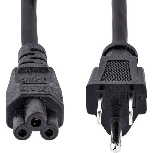 StarTech.com 6ft (1.8m) Laptop Power Cord NEMA 5-15P to C5 (Clover Leaf) 10A 125V 18AWG Laptop Replacement Cord Power Brick Cable