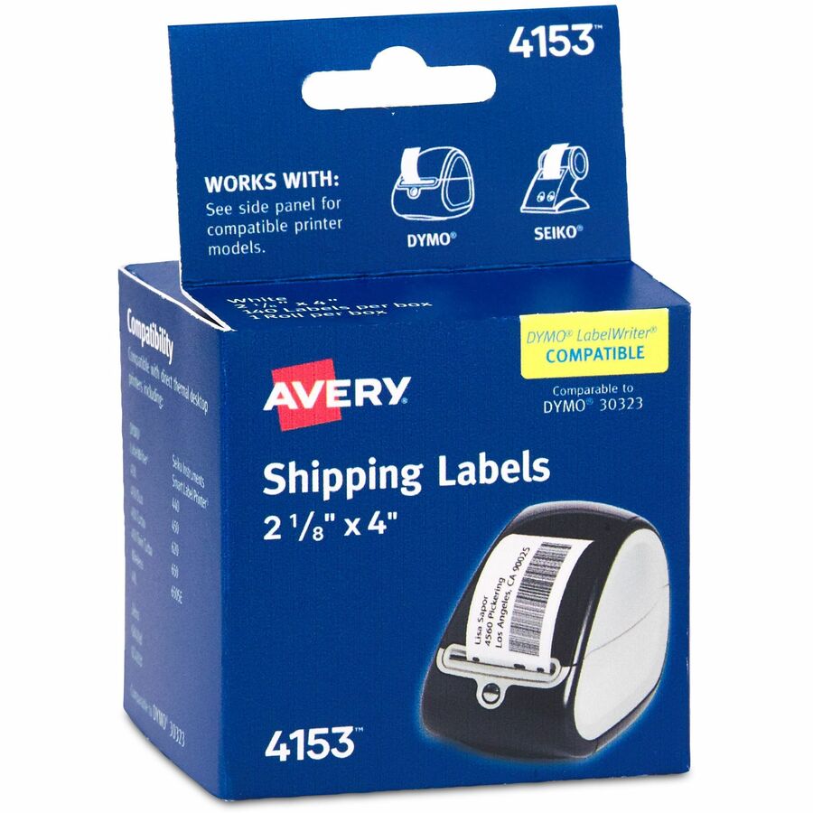 Avery&reg; Direct Thermal Roll Labels 2-1/8" x 4"  White 140 Shipping Labels Per Roll 1 Roll (4153)