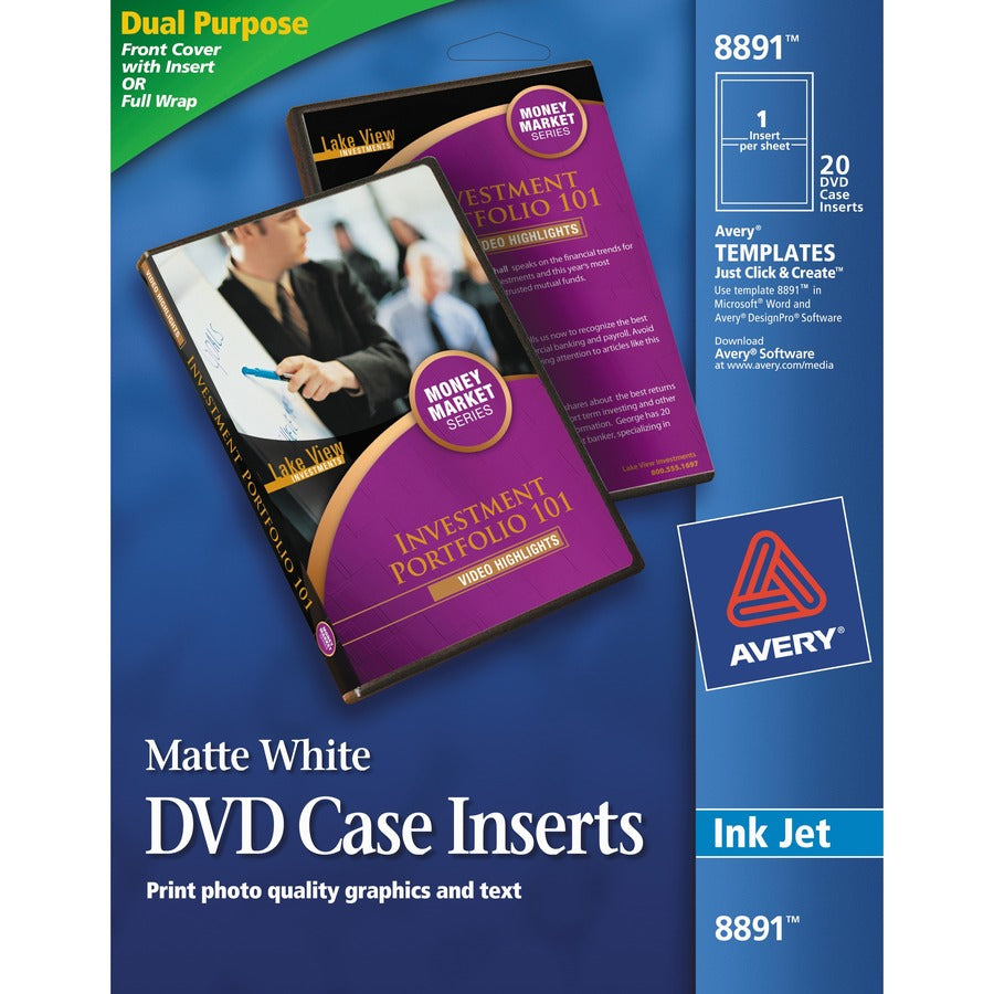 Avery&reg; Avery(R) Matte White DVD Case Inserts 20 Inserts (8891)