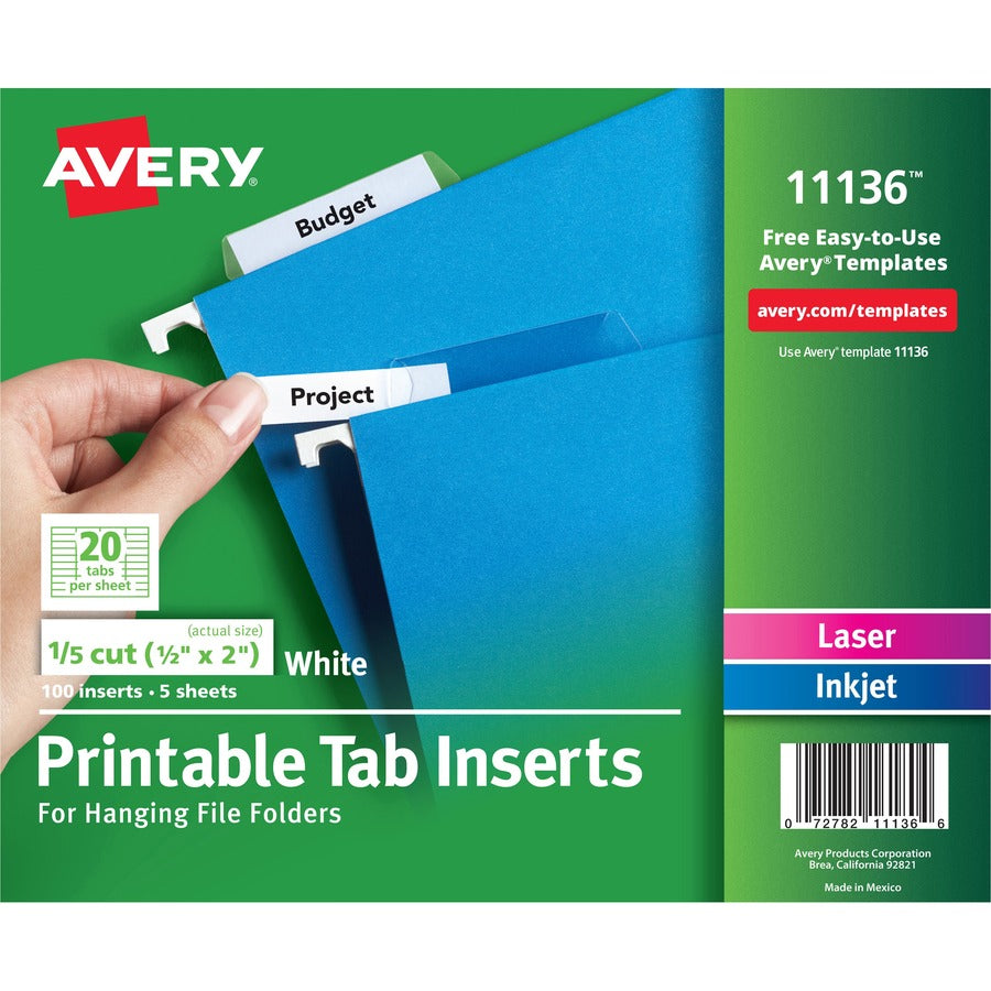 Avery&reg; Printable Tab Inserts for Hanging File Folders