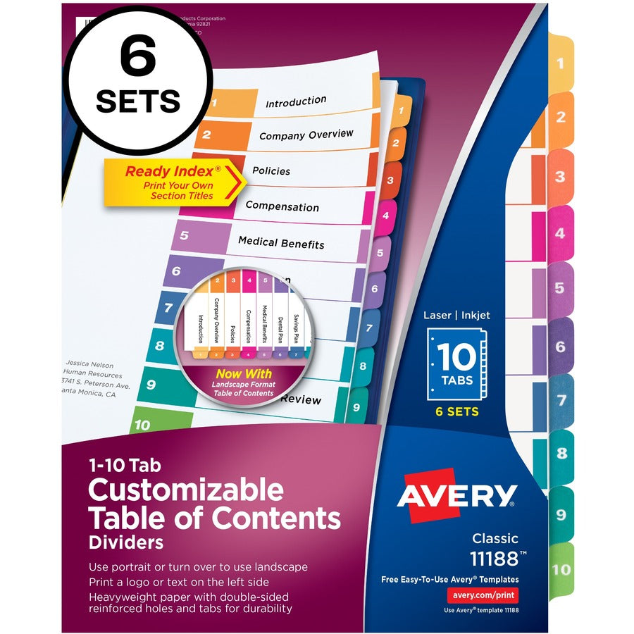 Avery&reg; Ready Index Custom TOC Binder Dividers