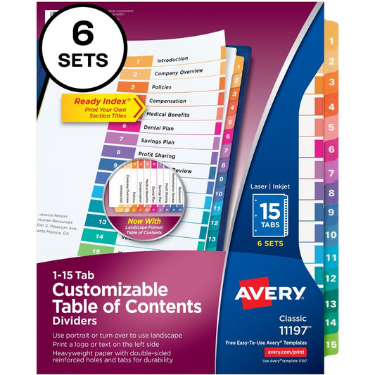 Avery&reg; Ready Index Custom TOC Binder Dividers