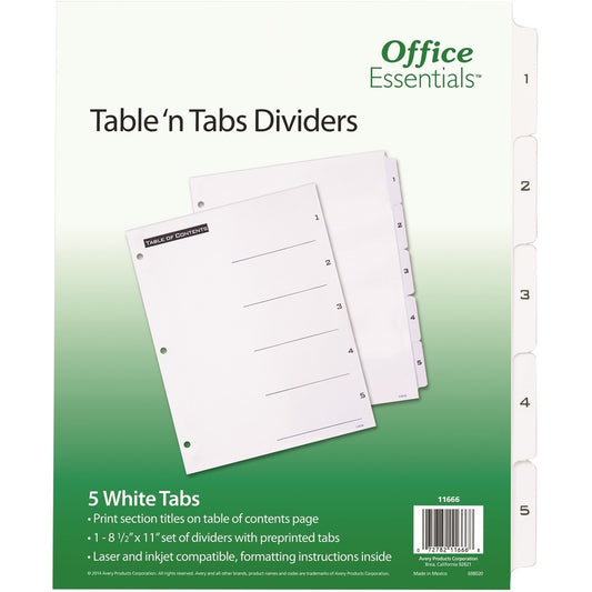 Avery&reg; B/W Print Table of Contents Tab Dividers