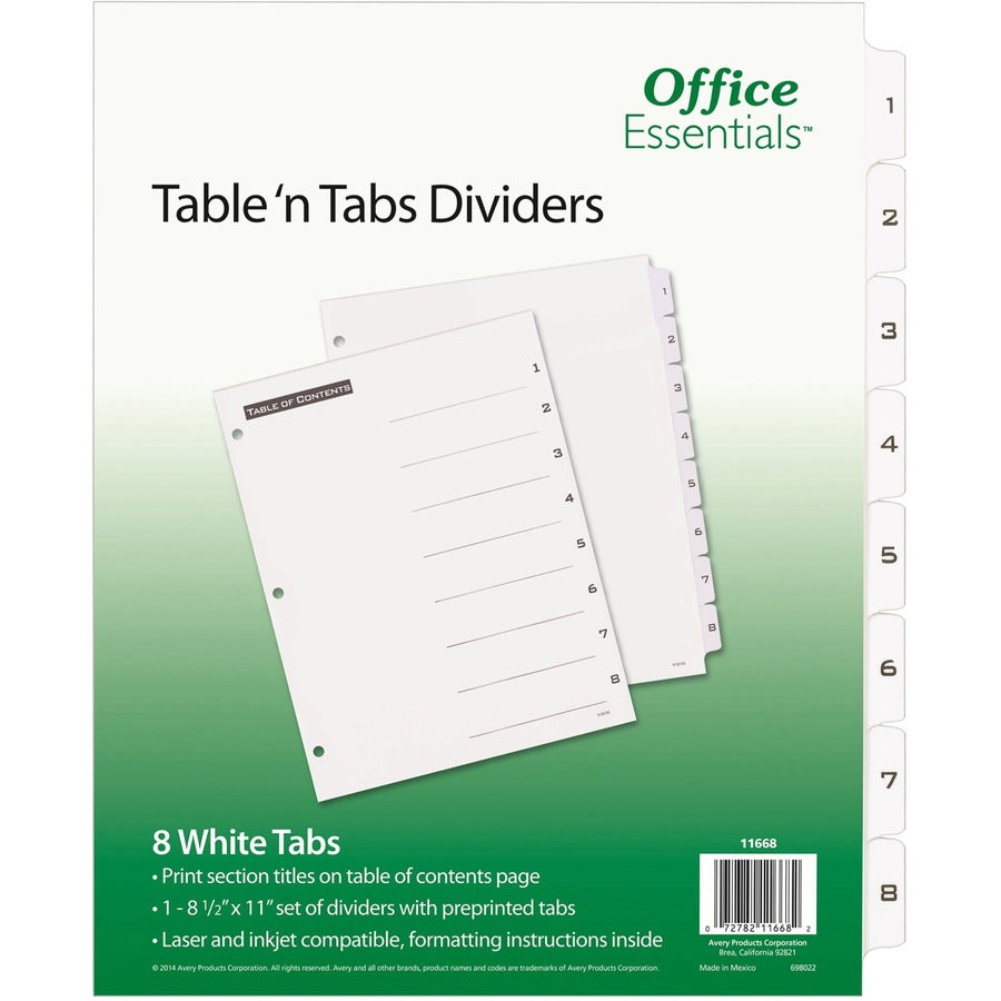 Avery&reg; B/W Print Table of Contents Tab Dividers