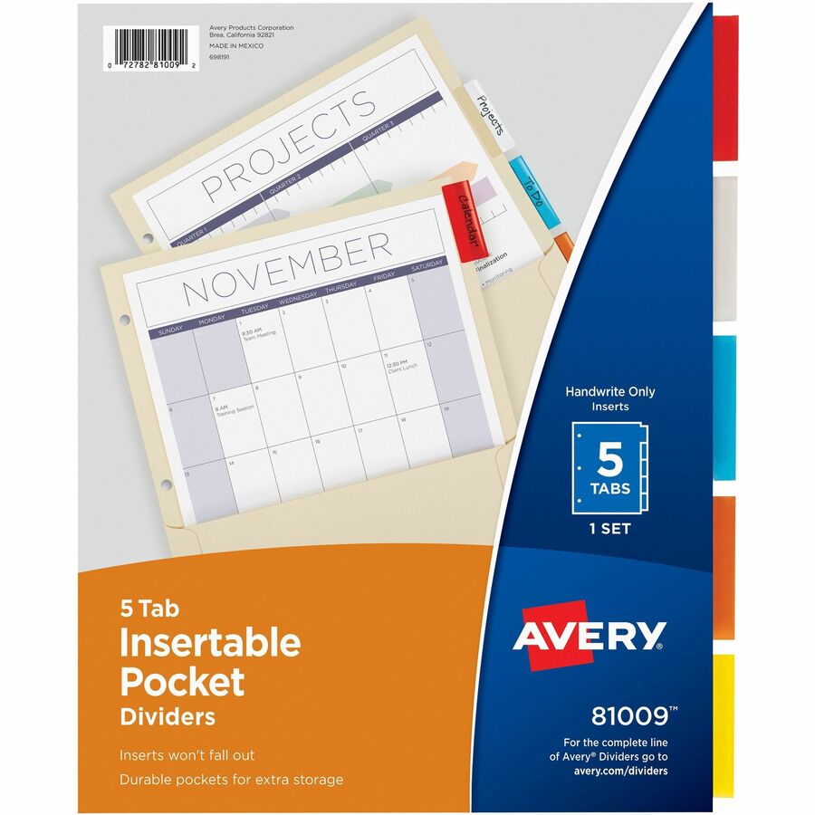 Avery&reg; Insertable 5-Tab Dividers