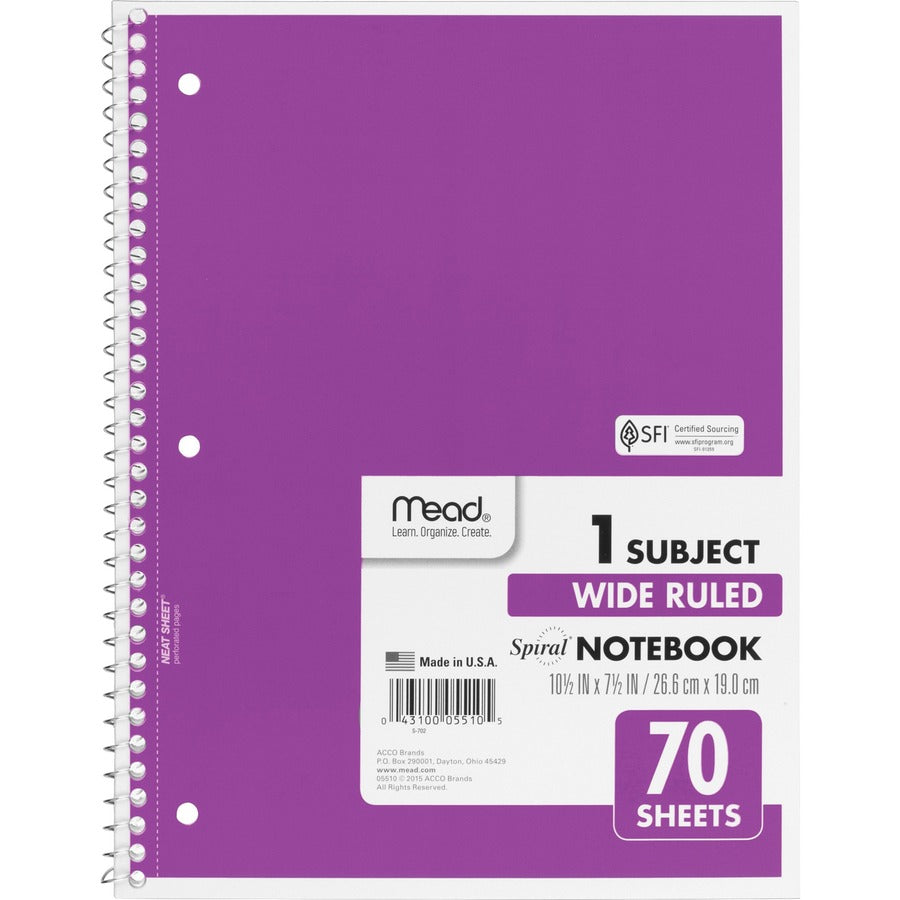 Mead Wide Ruled 1-Subject Notebook