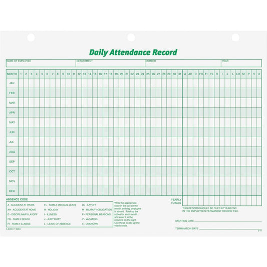 TOPS Daily Employee Attendance Record Form