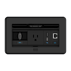 Crestron FlipTop™ FT2 Series Cable Management System, 202 Size, Electrical, Pass-Through Lid, Black
