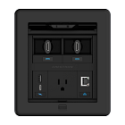 Crestron FlipTop™ FT2 Series Cable Management System, 500 Size, Electrical, Pass-Through Lid, Black